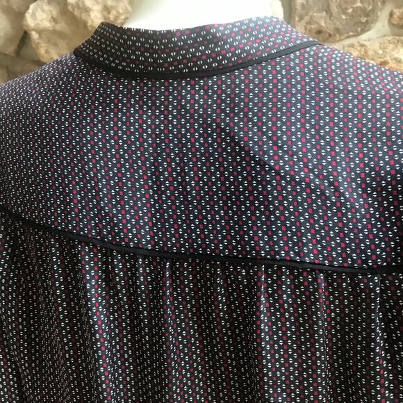 Vince Silk Button Down Black White Red Long Sleeve Shirt Women's Size S - Picture 6 of 9